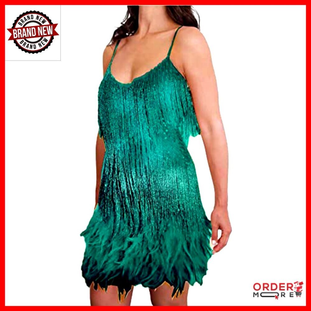 Flapper Dress with All-Over Fringe, Sequin Beaded Gatsby Party Mini Dress - Picture 4 of 5